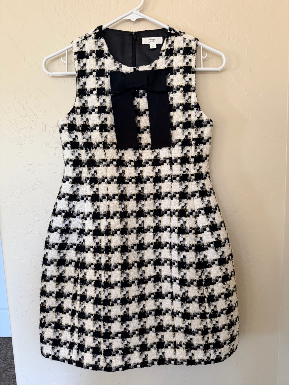 Black & White Tweed Bow Shift Dress